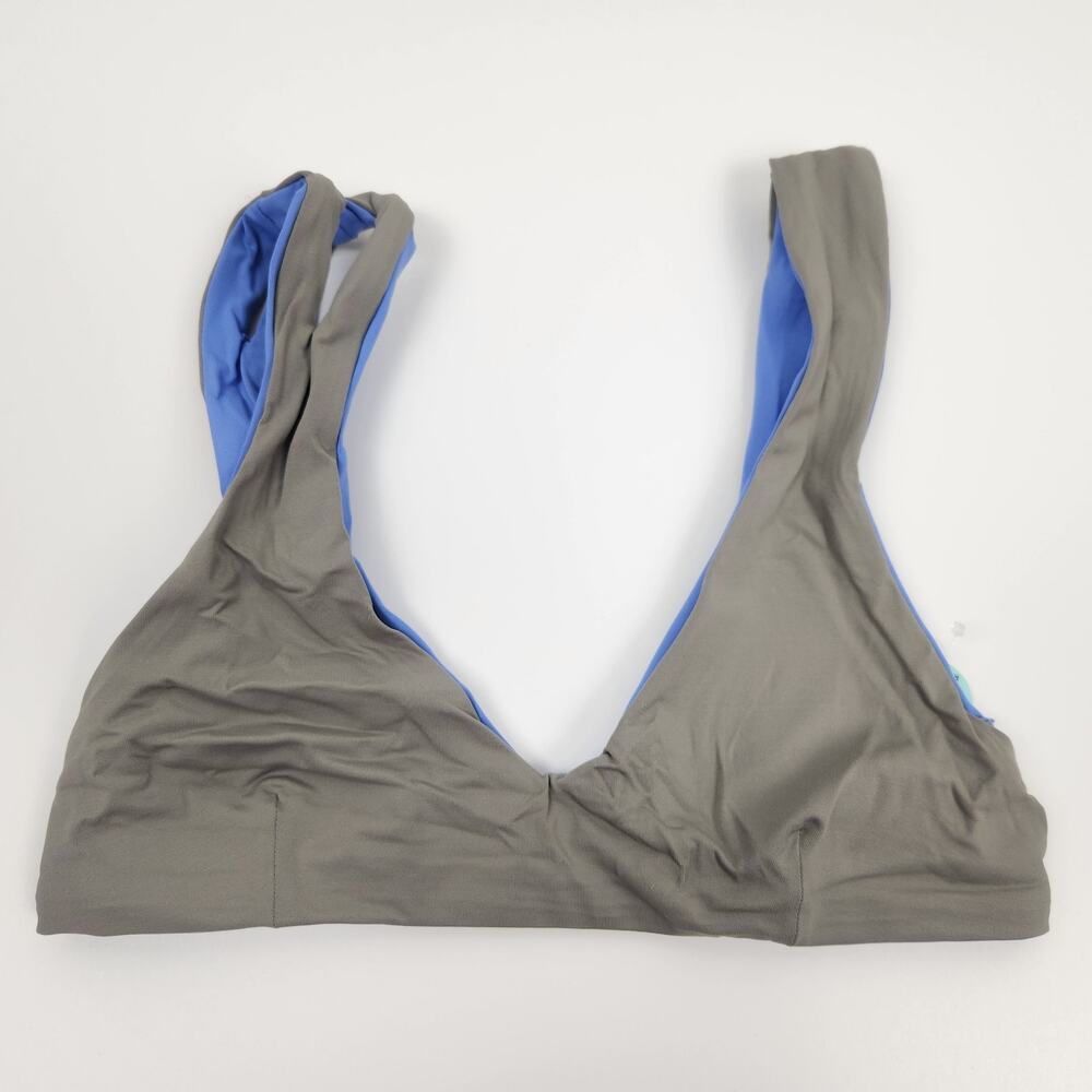 L*Space One Wave Bikini Top Reversible Gray Blue Size Small NWT